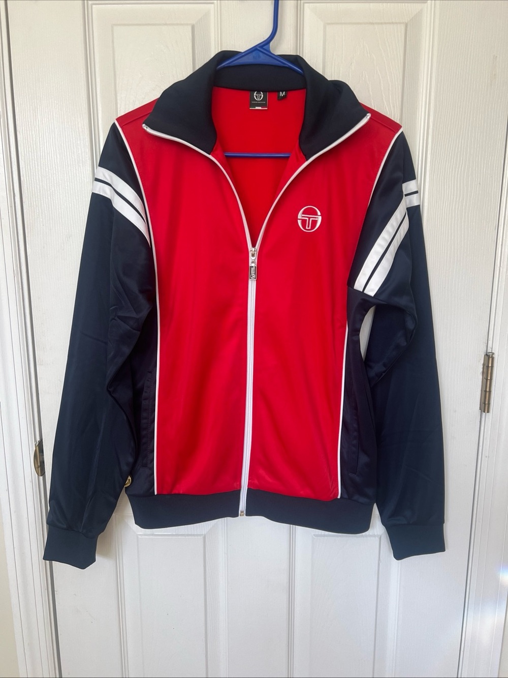 Sergio Tacchini Red and Black Athletic Zip Track Jacket
